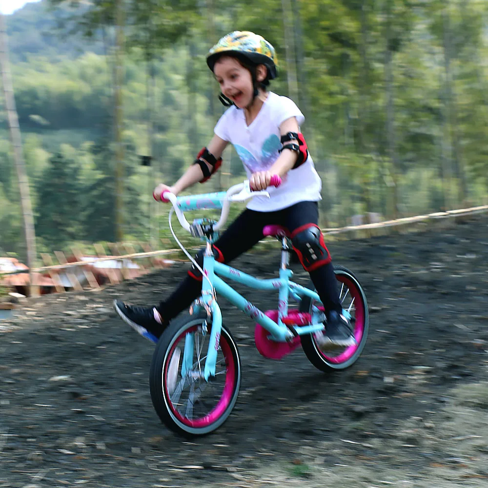 16 дюймов Париж девочкидетский велосипед розовый и голубой детский велосипед с V тормозом и боковыми колесами для девочек