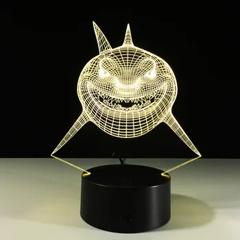 

3D Visual illusion lamp Shark Transparent Acrylic Night Light LED fairy Lampa Color changing Touch Table bulbing lambas 3d Lamp