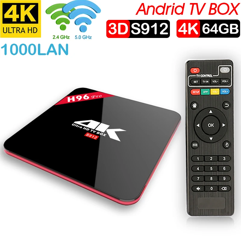 

Xinways H96 Pro Plus Android 7.1 TV Box 3G/64G Amlogic S912 Octa Core 64Bit 2.4G/5G Wifi 4K BT4.1 HD Media Player Set