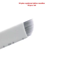 10 шт. белые 18 шпильки плоские лезвия для профессионального перманентного макияжа бровей ручка ручные иглы татуировки поставка