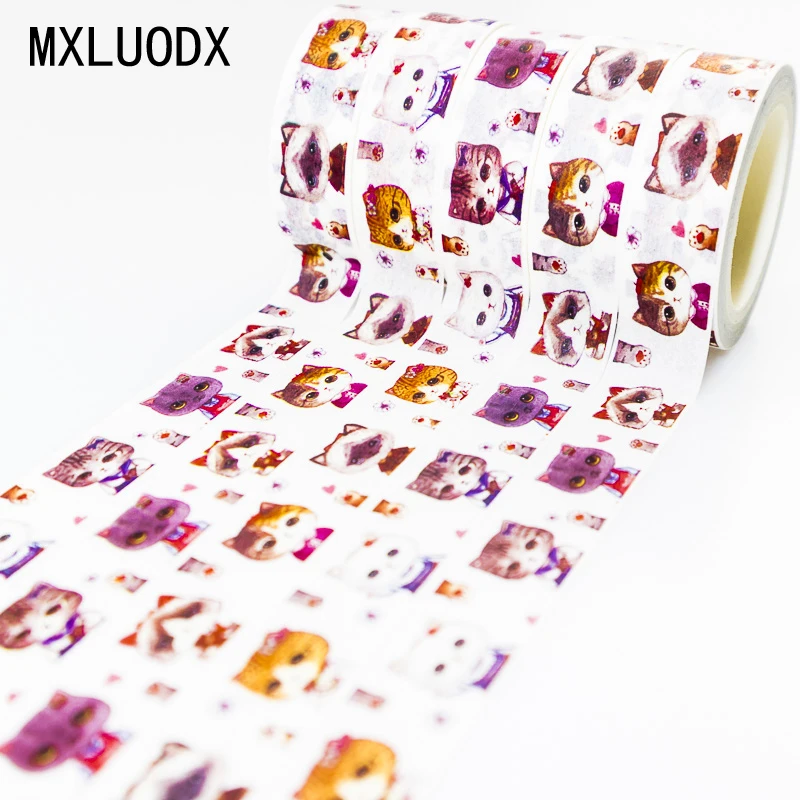 Washi Tape Set Colored Cat Pattern Sticky Scrapbook Boxed Decorative Adhesive Masking Paper DIY Office Stationery 1PCS | Канцтовары для