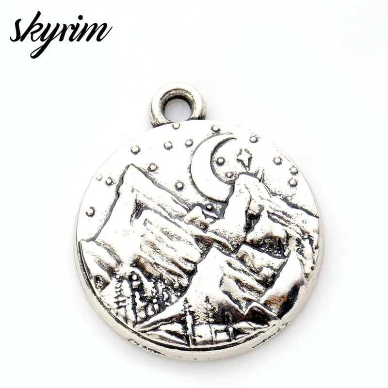 

Skyrim 10pcs DIY Necklace&Bracelets Accessories Night Star Moon Sky/Planets/ Birds on Tree Round Charms Fashion Jewelry Making