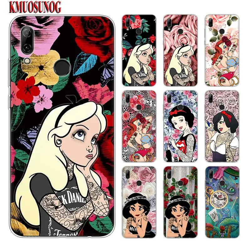 

Silicone Phone Case Alice In Wonderland Tattoos for huawei P30 Lite P Smart Honor 7A 8 8A 8C 8X 10i Y5 Y6 Y7 Y9 Pro 2019 2018 20