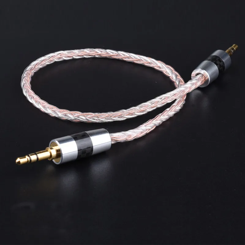 Skup Przewód aux samochodowy zestaw słuchawkowy kabel Audio 3.5mm z męskiego na męskie pojedyncze miedziane z kryształami posrebrzane 8 drut gorączka kabel Audio