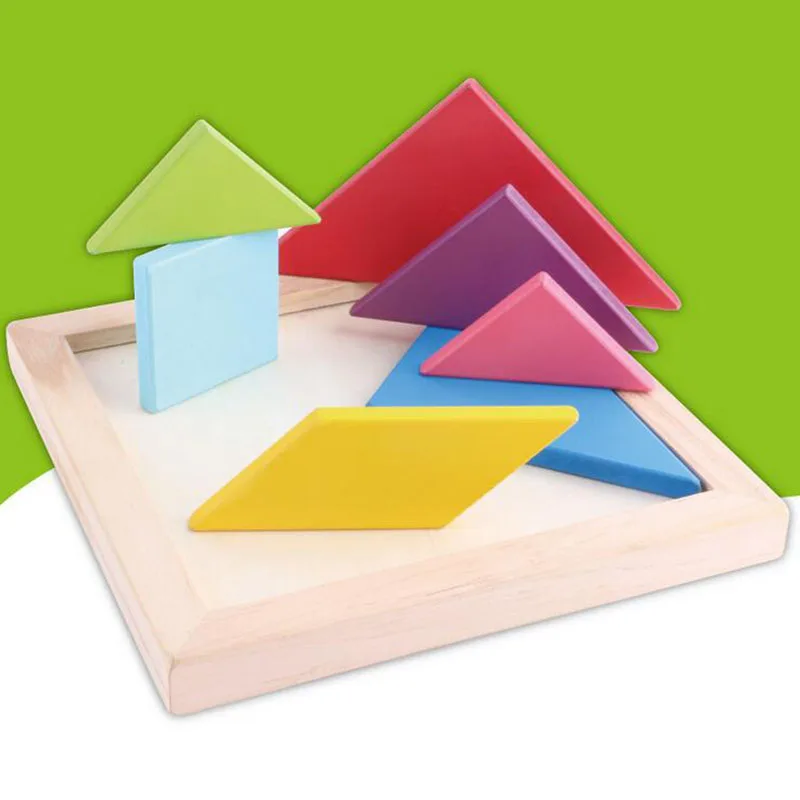 

High Quality Children Mental Development Tangram Wooden Jigsaw Puzzle 7pcs Jigsaw Puzzle Educational Toys for Kids
