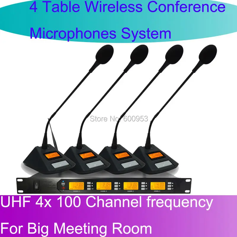 

MICWL D400 UHF 4 Gooseneck Table UHF Wireless Conference Microphones digital System For Big Meeting Room