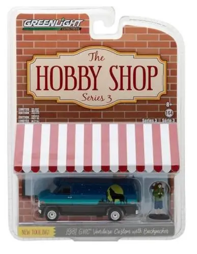 

GL 1:64 The Hobby Shop 3 1981 GMC Vandura Custom with Backpacker alloy model Car Diecast Metal Toys Birthday Gift For Kids Boy