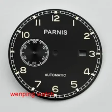 Parnis 36,9 мм Циферблат подходит Asia st2555 механизм черный с датой часы циферблат P724