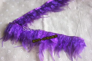 

Free shipping purple Rooster Hackle Feather fringes 5 meters chicken feathers fringe 4-6" 10-15cm Hackle feather trimming