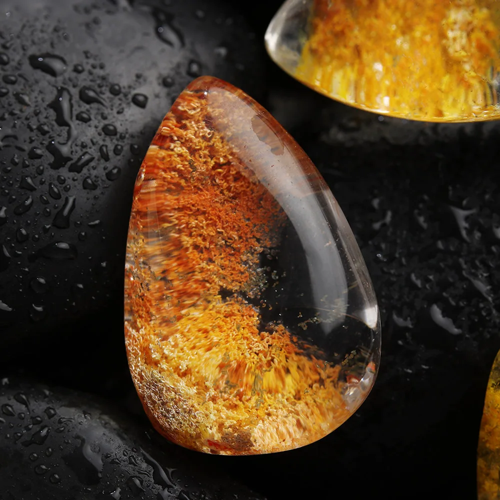 

1/2PCs DIY Crafts Natural Yellow Ghost Phantom Quartz Crystal Stone Specimen Healing Pendant Gemstone Home Decor Collection