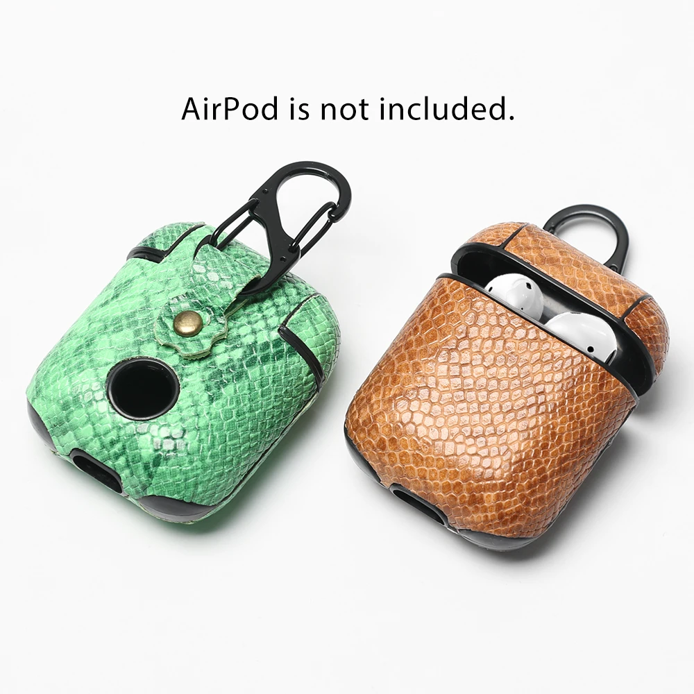 Новое поступление, кожаный чехол со змеиным принтом, защитный чехол для Apple AirPods, наушники против потери, провод с крючками, мягкий чехол