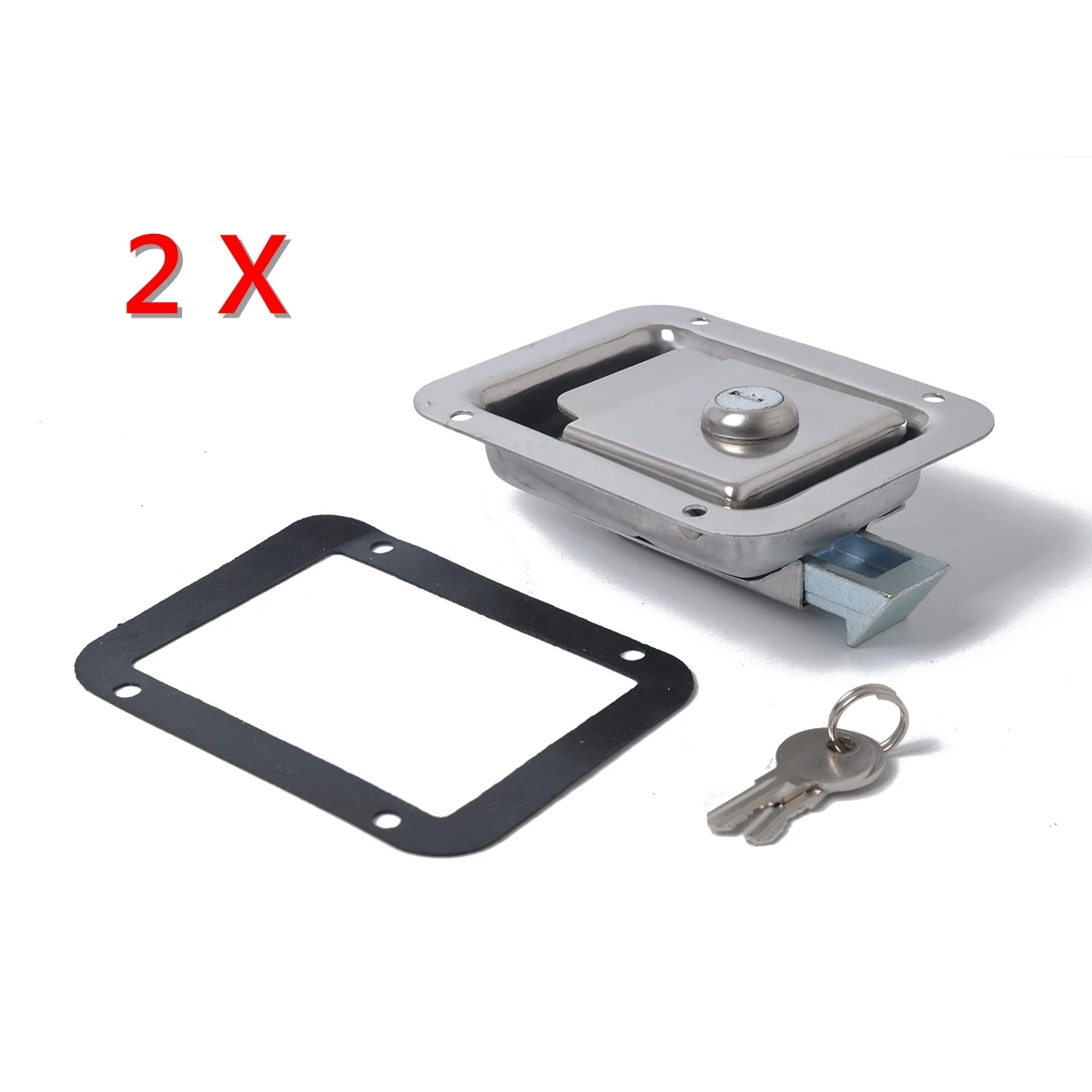 

2 X Stainless Steel Paddle Latch 119MMx92MM& Keys for Tool Box Lock Trailer Caravan Truck