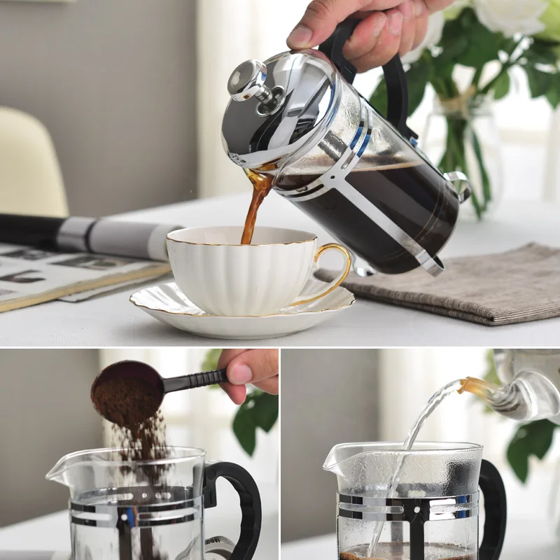 600 мл стеклянный Френч-пресс, кофейник с фильтром, Кофеварка Es, пресс для заварки пуэр, чайник, инструмент для кофе