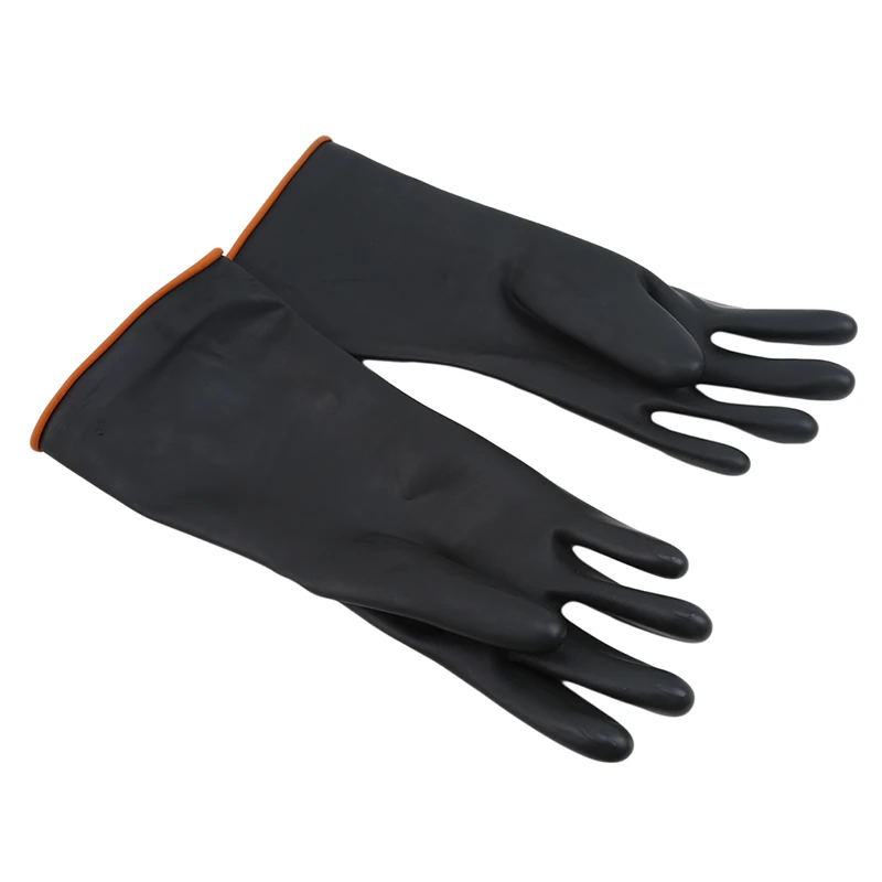 Водяная пыль резиновые перчатки для уборки перчатки кухонные противоскользящие Водонепроницаемая Бытовая перчатка черные толстые промышленные анти-кислотные щелочные перчатки - Цвет: black