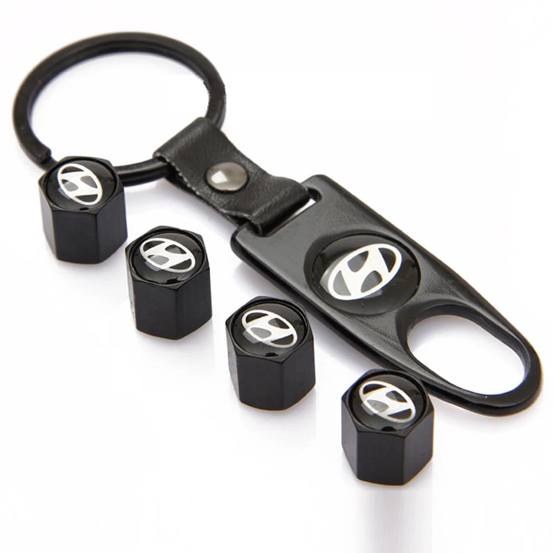 Cool Black Wheel Car Tyre 4pcs Tire Valve Stems Caps Covers for HYUNDAI