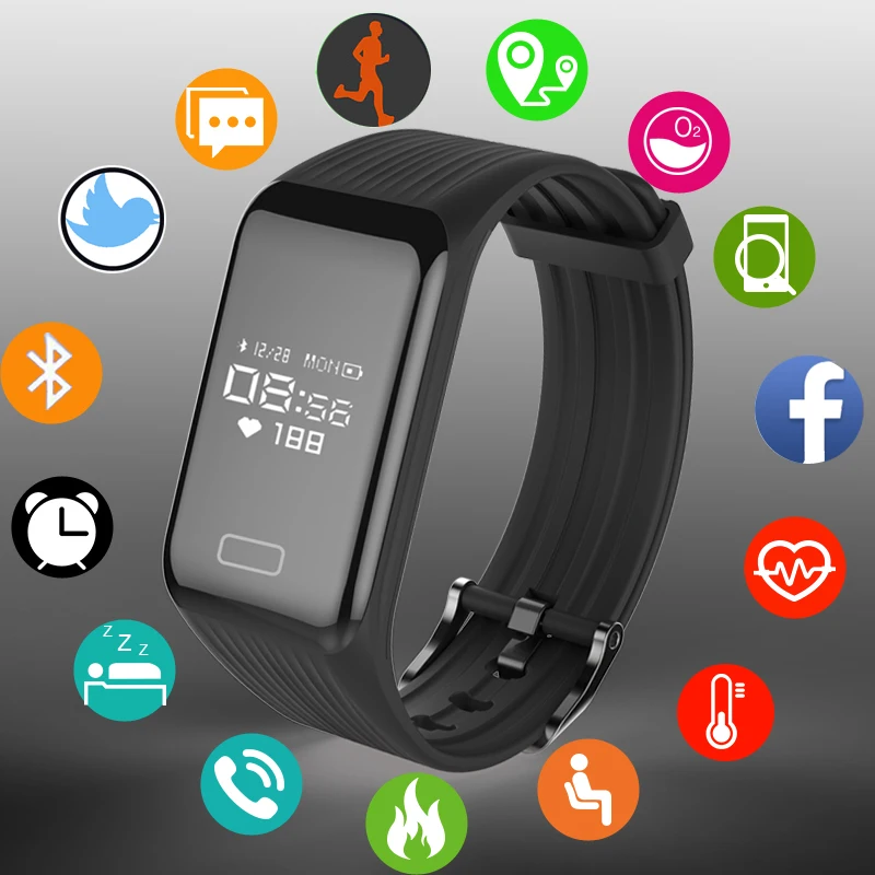 

BANGWEI IP67 Smart Watch Fitness Bracelet Heart Rate Monitor Blood Pressure Band Pedometer Bluetooth for IOS Android Phone+Box