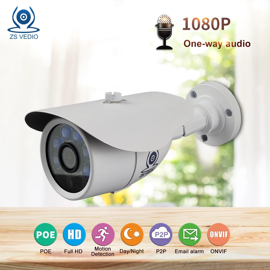 

ZSVEDIO Surveillance Cameras ip camera 1080P Sony IMX323 Video Security Cam CCTV Bule LEDs Night Vision 30M Metal Case Outdoor