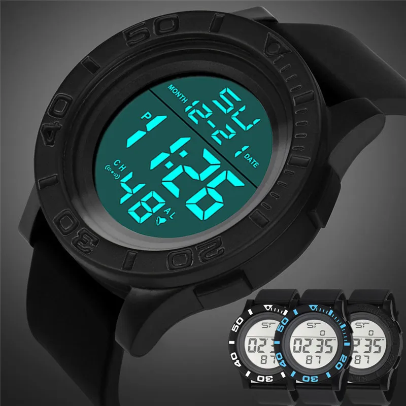 

2017 NEW Fashion Men's LED Digital Date Countdown Timer Sport Quartz Wrist Watch led digital clock