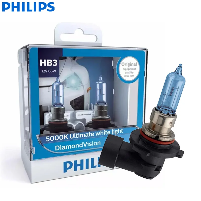 Philips Diamond Vision H1 H4 H7 H8 H11 9005 9006 HB3 HB4 12V DV 5000K холодный белый светильник, автомобильный галогенный головной светильник, противотуманная фара(двойной