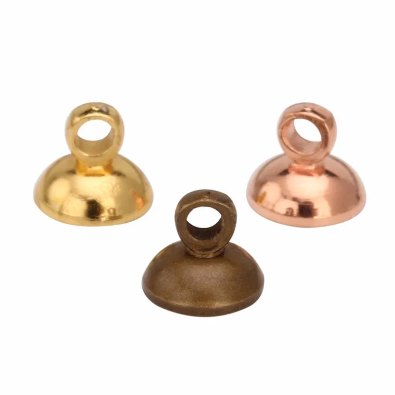 

100pcs/lot Copper Pearl Pendant Connectors Bail Caps Gold Silver Black Color Fit 6mm 8mm Beads DIY Jewelry Marking Findings