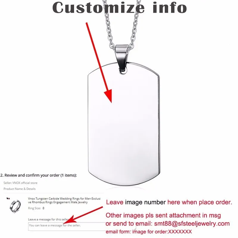 Vnox, Персонализированная бирка из нержавеющей стали, для мужчин, для мотоцикла, для армии, для братьев сольье, крепкий человек, BFF, ожерелья, подарок на заказ - Окраска металла: Custom