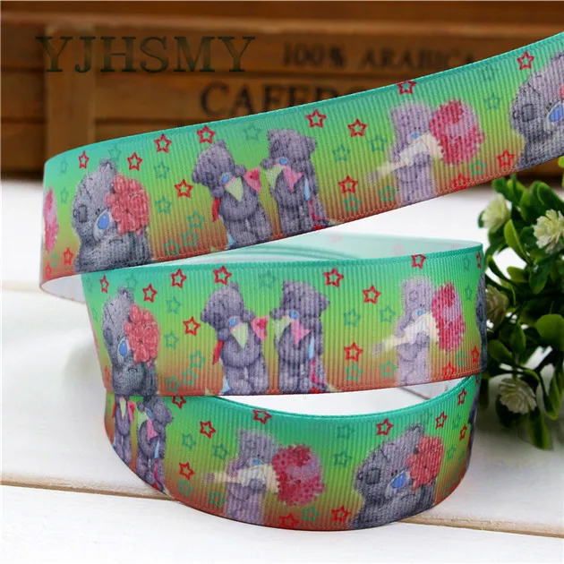 YJHSMY D-17329-1207, 10 ярдов, 25 мм мультфильм медведь напечатаны корсажная лента свадебные аксессуары, подарочная упаковка, DIY ручной работы материал - Цвет: D-17329-1216