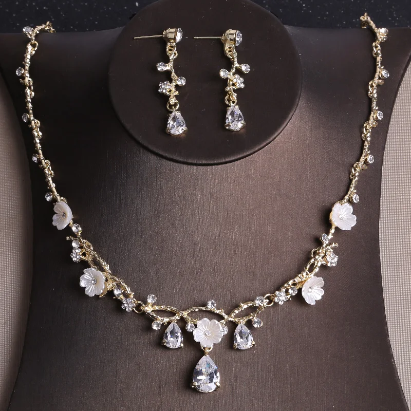 Baroque Gold Color Butterfly Crystal Costume Jewelry Sets Rhinestone Choker Necklace Earrings Tiaras Crown Wedding Jewelry Set bridal jewelry sets