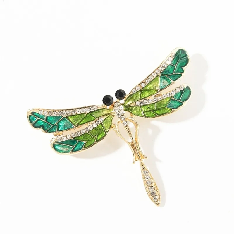 

Hot Vintage Crystal Dragonfly Brooches for Women Drip Oil Large Insect Brooch Pin Fashion Dress Scarf Jewelry Accessories Gifts