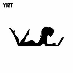 YJZT 15,3 см * 5,3 см ноутбук девушка сексуальная виниловая Автомобильная наклейка персональная наклейка черный серебристый C20-0001