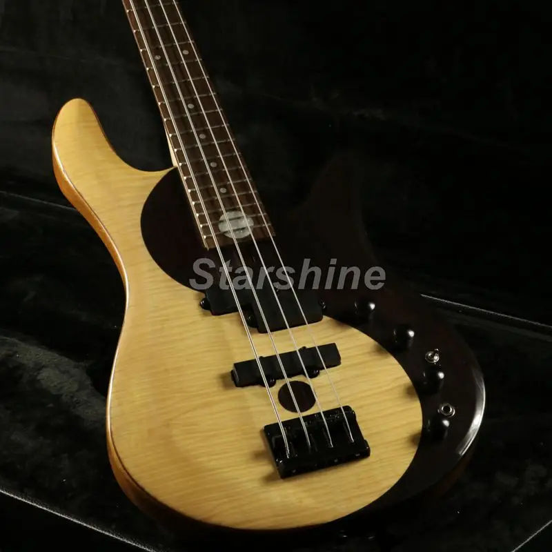

4/5 Strings Yinyang Electric Bass Guitar X3-7 Solid Rosewood Top Yellow Pineapple Body
