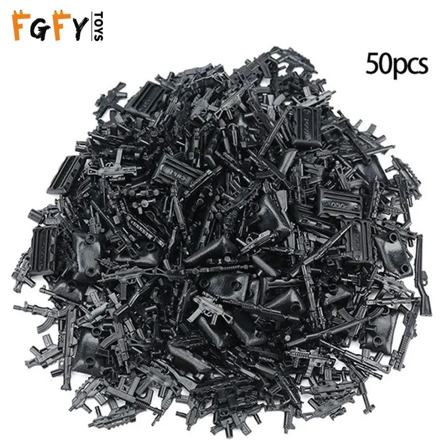 50-100Pcs Gun Weapons Arms Military Series Police Army Soldiers Building Blocks Compatible LegoING Weapon Pack Toy Figures Knife
