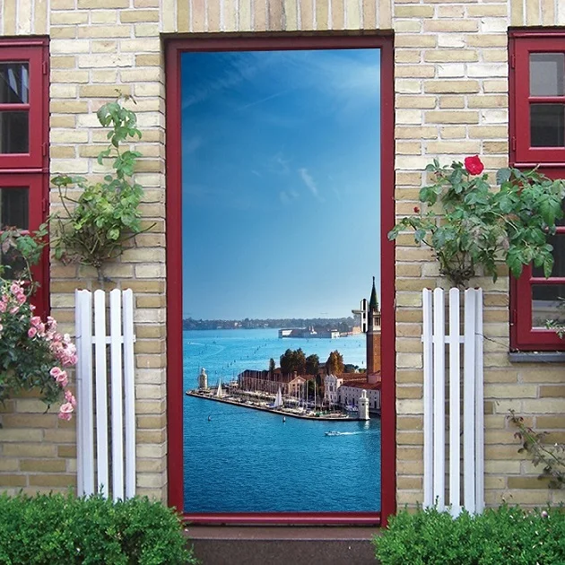 

Self Adhesive Renew 3d Door Sticker Sea Scenery Home Decoration Prints Art Waterproof Mural Wardrobe Renovation Decal Pictures