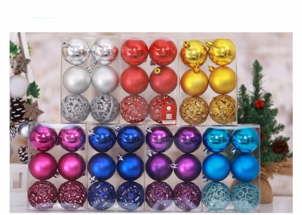 

Pack Of 6 Small Metallic & Matte Christmas Tree Baubles Hanging Decorations