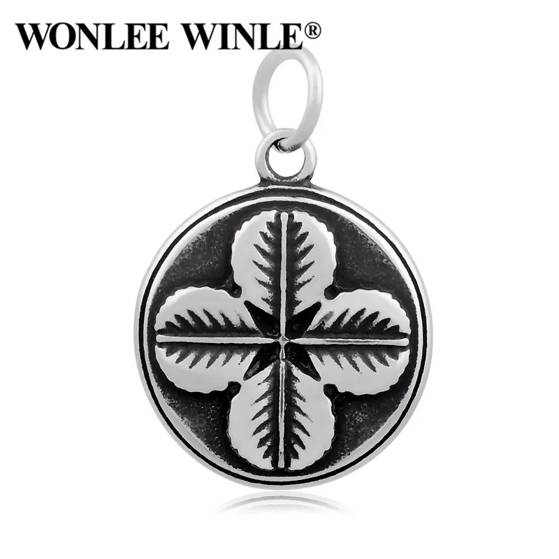 Wonlee Winle DIY ретро 316 Нержавеющая сталь Four Leaf Круглый мотаться подвески застежкой