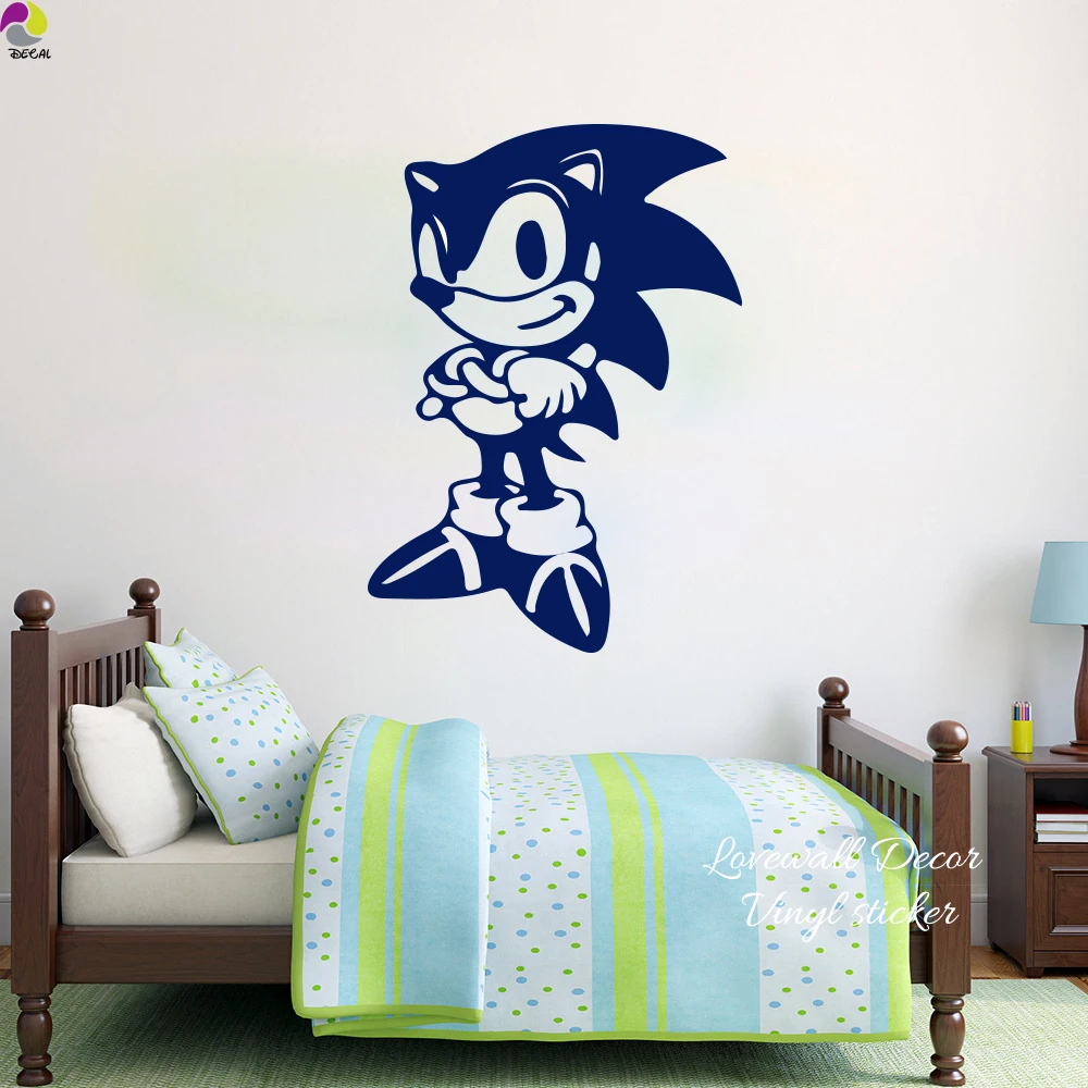 cartoon sonic the hedgehog wall sticker baby nursery kids room cute animal anime sonic wall decal children room vinyl home decor in wall stickers from home