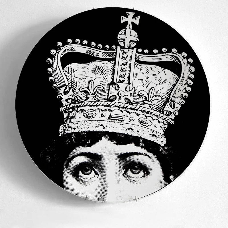 10-дюймовая шпилька для Fornasetti таблички для дома украшения Рождественские украшения для ужина пластина декоративная настенная посуда черный, белый цвет настенные тарелки - Цвет: 10