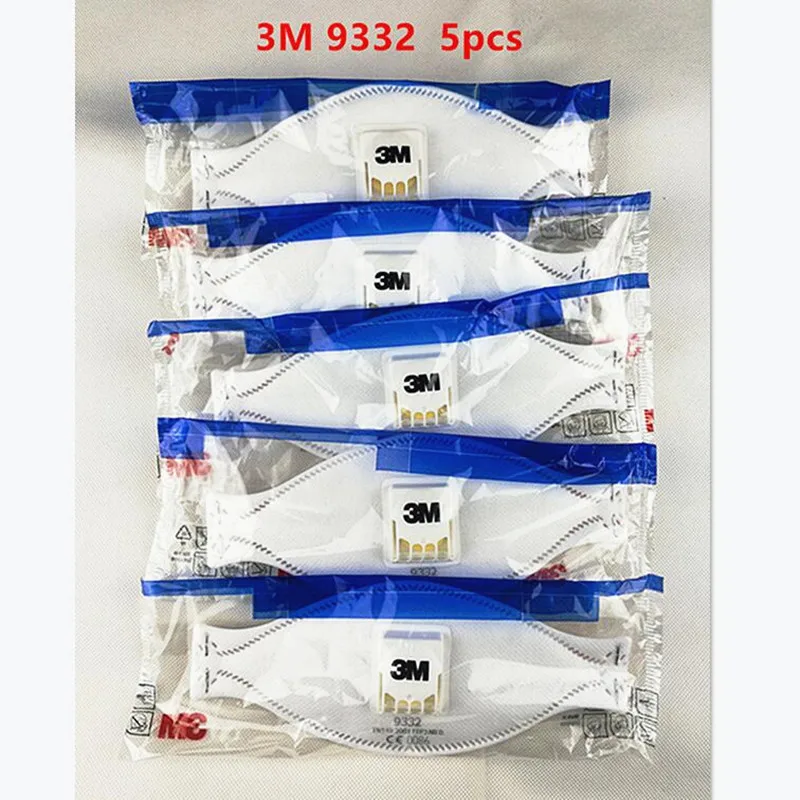 

5pcs 3M 9332 Flat Folded Particulate Respirator With Exhalation Valve FFP3