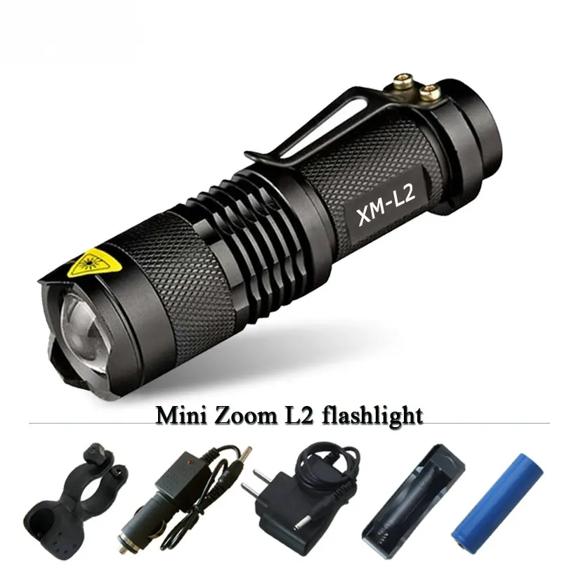 

Rechargeable led flashlight cree xm l2 Lanterna High Power Torch 3800 lumen Zoomable mini Flashlight light lantern bike light