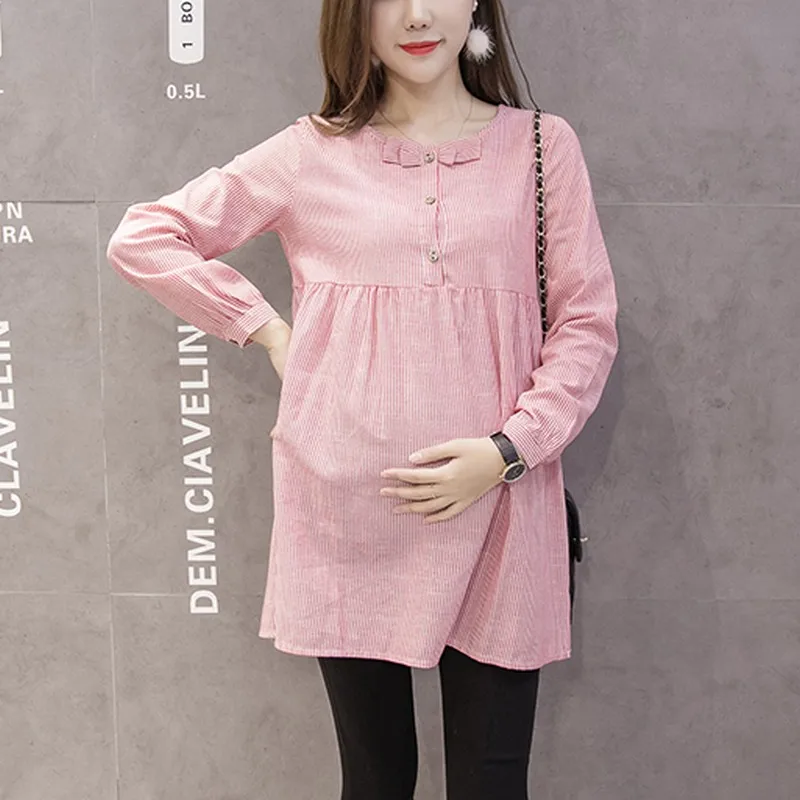 Camisas para mujeres embarazadas arco primavera manga larga embarazo Tops y blusas moda a rayas ropa de maternidad Casual M ~ XXL camisa Camisas para mujeres embarazadas arco primavera manga larga embarazo Tops y blusas moda a rayas ropa de maternidad Casual M ~ XXL camisa