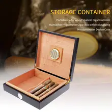 Портативный кедровое дерево испанский увлажнитель для сигар гигрометр сигары коробка с увлажняющий измеритель влажности чехол устройства# CW