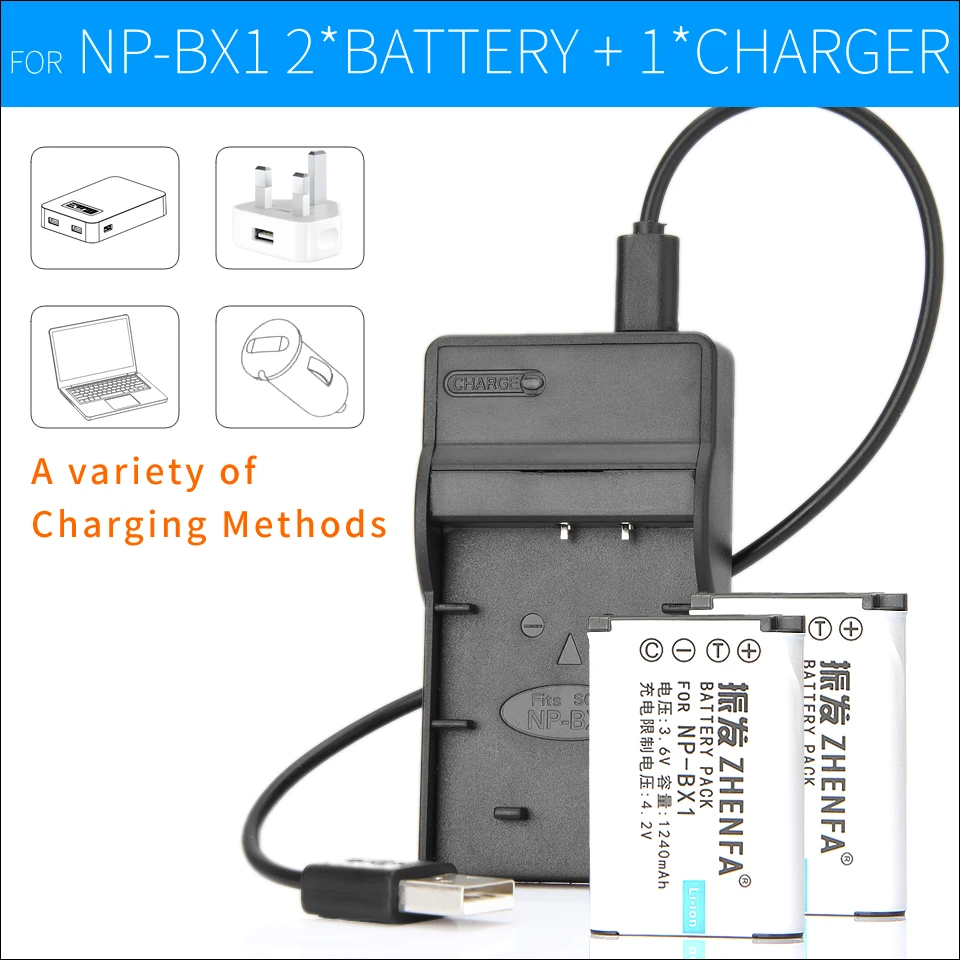 2x NP BX1 Camera Battery+NPBX1 Charge For Sony HDR CX240 CX405 GW66
