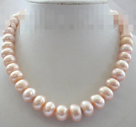

Jewelr 005144 stunning BIG 14mm baroque PINK freshwater cultured pearl necklace