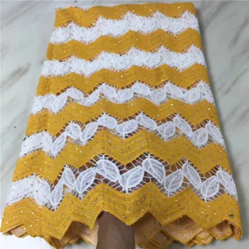 

High Quality Nigeria Lace Fabric For Wedding Fashion African Cord Lace Guipure Lace Fabric Double Color Water Soluble Lace