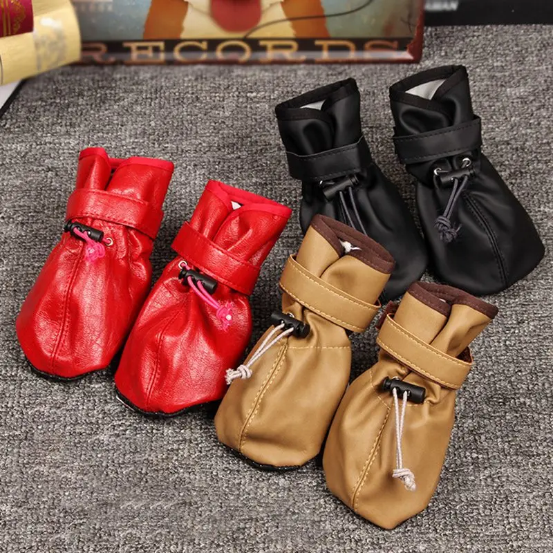 4 pcs Reflective Anti Slip Rain Boots Waterproof Dog Shoes Adjustable Winter Warm Socks Sneaker Paw Protector For Dogs Cat