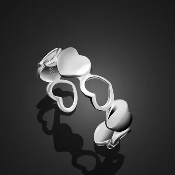 

Fashion Adjustable Size 100% 925 Sterling Silver Ring Solid Silver Heart design Ring Wholesale Silver Ring Jewelry gift