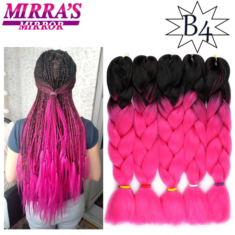 Mirra’s Mirror 5pcs Jumbo Braid Hair Crochet Braids Synthetic Hair Ombre Braiding Hair Extensions Three Tone 24inches