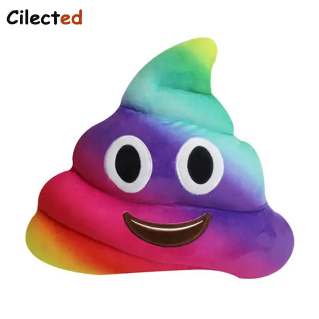 Cilected 35cm Emoji Poop Pillow Smile Rainbow Cushion Sofa Decorative