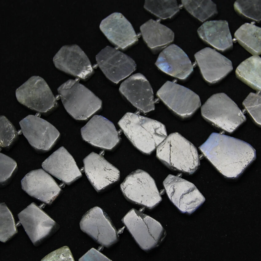 15.5inches/str Top Drilled Natural Flash Labradorite Stones Slab Slice Loose Beads Charms Necklace Bracelet 20-25x25-35mm
