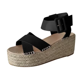 

SAGACE Women's Ladies Fashion Solid Wedges Casual Buckle Strap Roman Shoes Sandals Sexy High Quality Outsid Ladies Shoes