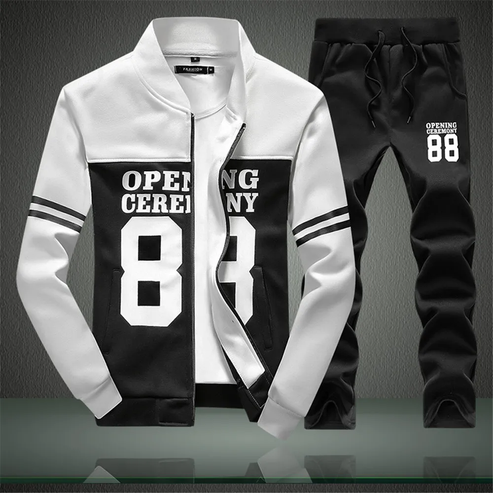 Xijun Spring Antumn Sweatshirt men 2018 Hoodies and pants Sets Men Stand Collar Fleece Patchwork Casual Hoodie Men Two Pieces Xijun Spring Antumn Sweatshirt men 2018 Hoodies and pants Sets Men Stand Collar Fleece Patchwork Casual Hoodie Men Two Pieces